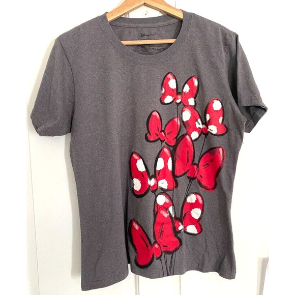 Disney Store - Women's gray with red Minnie Mouse Bows t- shirt size Large - Picture 1 of 2